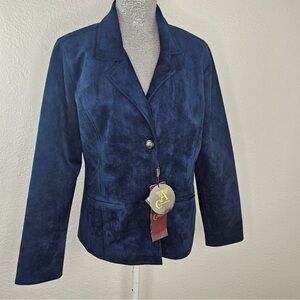 Armani Collezioni Collection Suede Blazer | Size Medium | Deep Blue | NWT